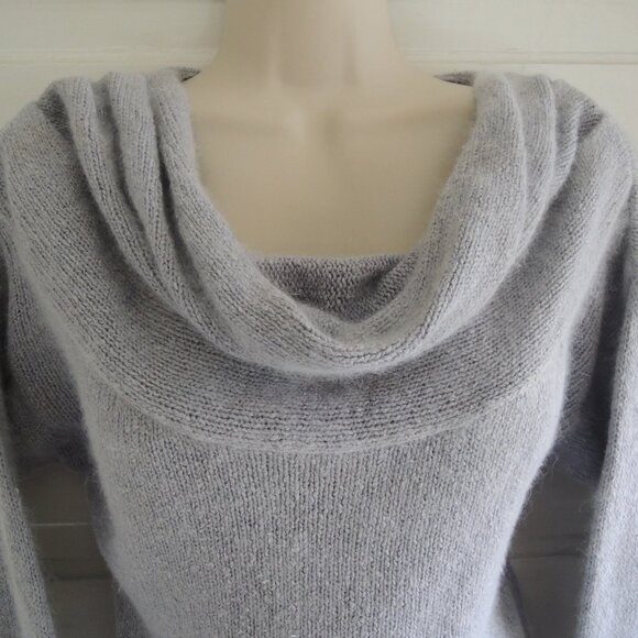 Vintage Alyssa Brook Gray Silk & Angora Blend Cowl Sweater L - Picture 2 of 5